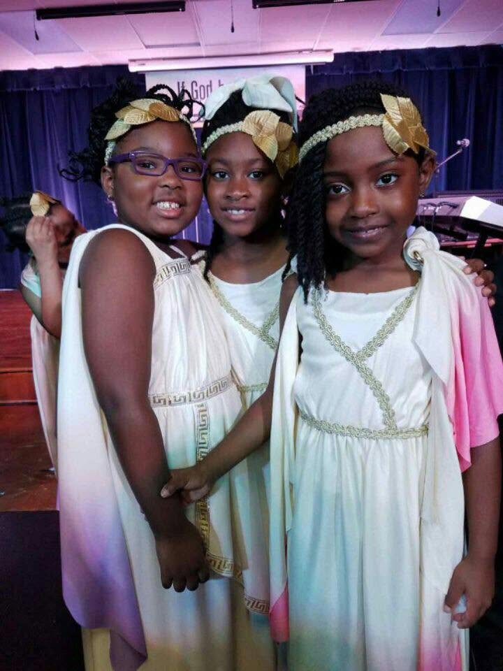 Students dressed up for a school performance