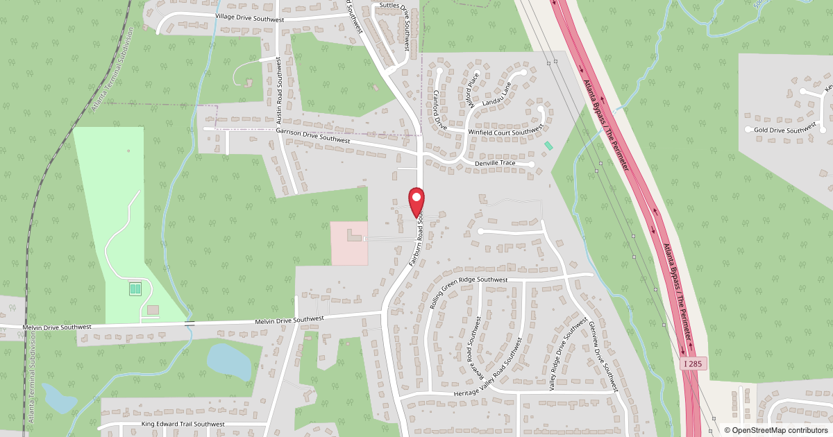 Map showing Seeds of Faith Christian Academy at 1581 Fairburn Road SW, Atlanta, GA 30331